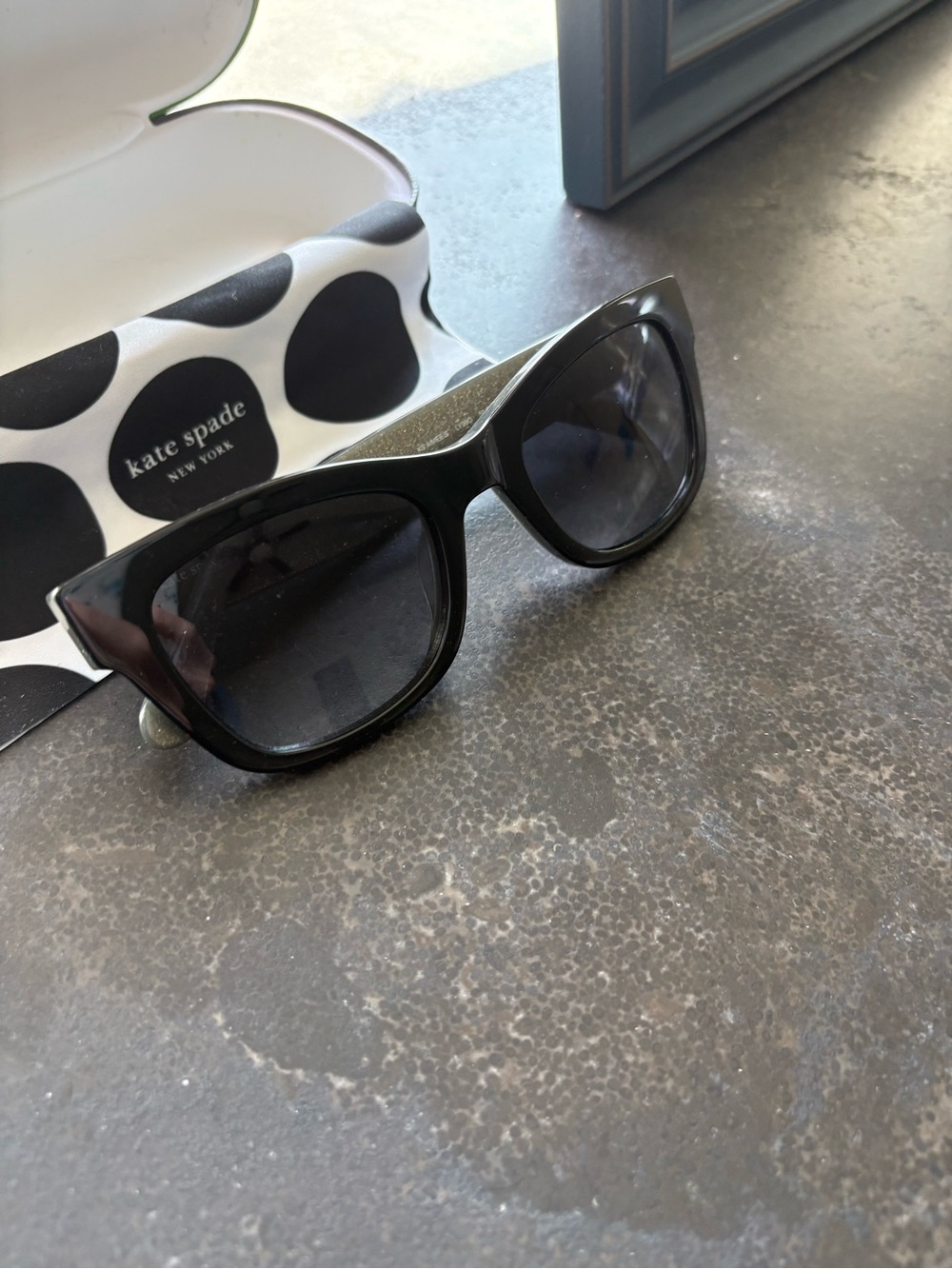 kate spade Black Cat-Eye Sunglasses with Dark Lenses